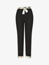 Pantalon droit taille haute ourlet fantaisie - Noir - 1