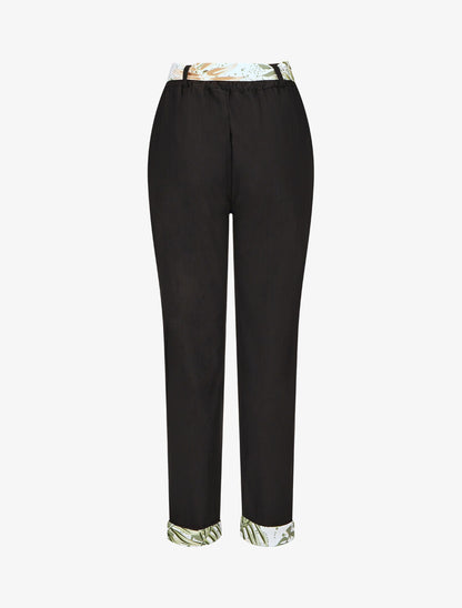Pantalon droit taille haute ourlet fantaisie - Noir - 2