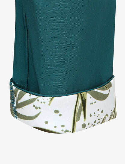 Pantalon droit taille haute ourlet fantaisie - Bleu canard - 3