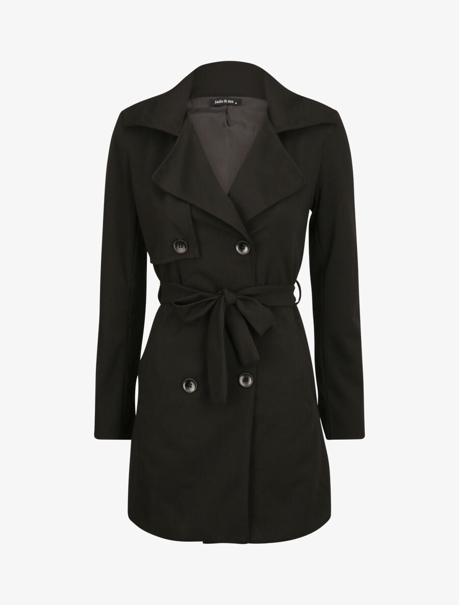 Trench droit court uni - Noir - 1