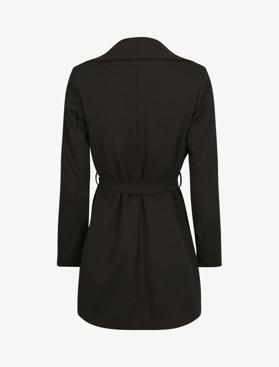 Trench droit court uni - Noir - 2
