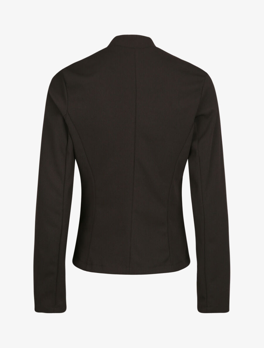 Veste droite unie à poches zippées - Noir - 2