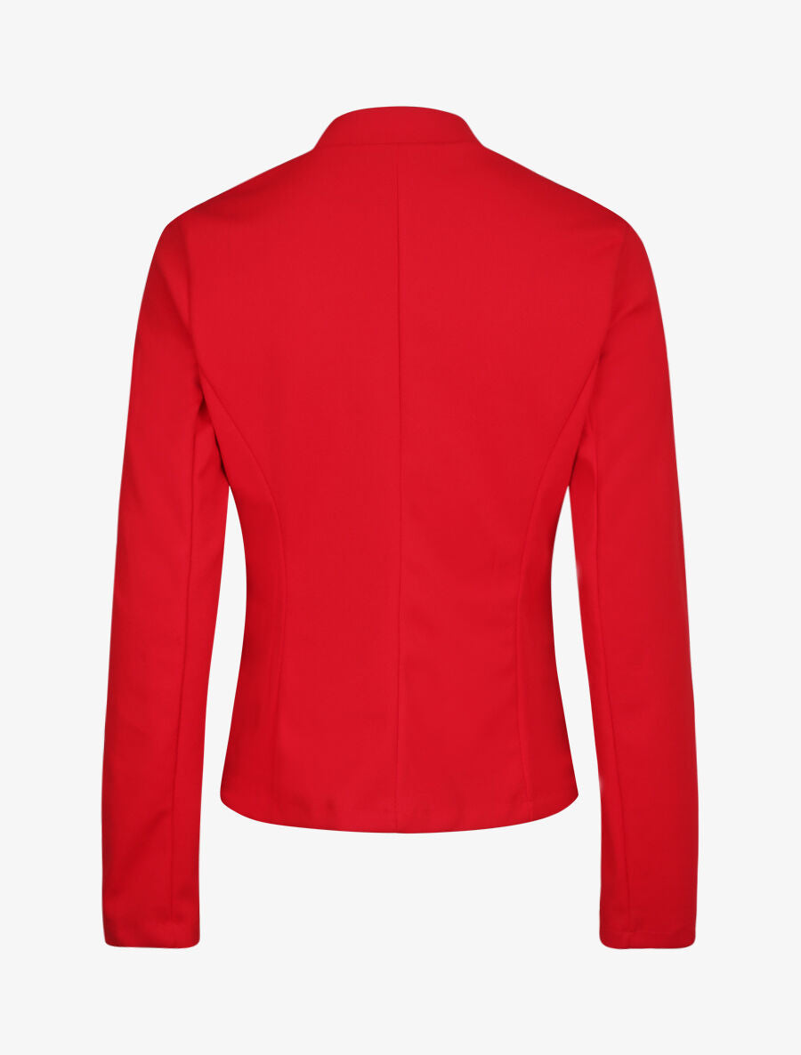 Veste droite unie à poches zippées - Rouge - 2