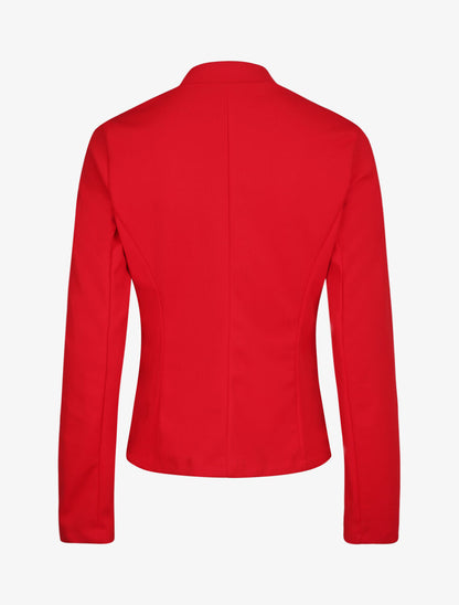 Veste droite unie à poches zippées - Rouge - 2