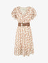 Robe longue élastiquée imprimé fantaisie - Camel - 4