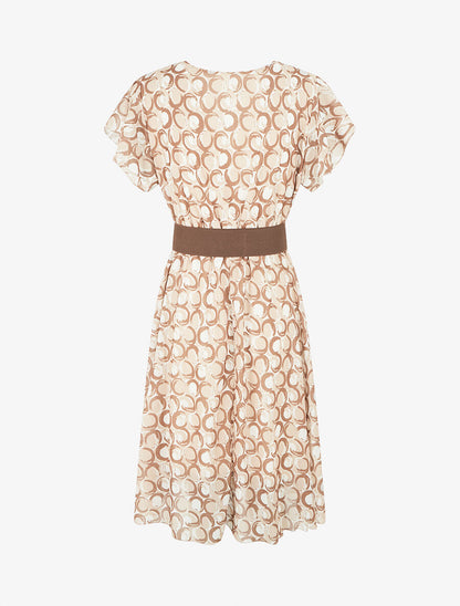 Robe longue élastiquée imprimé fantaisie - Camel - 2
