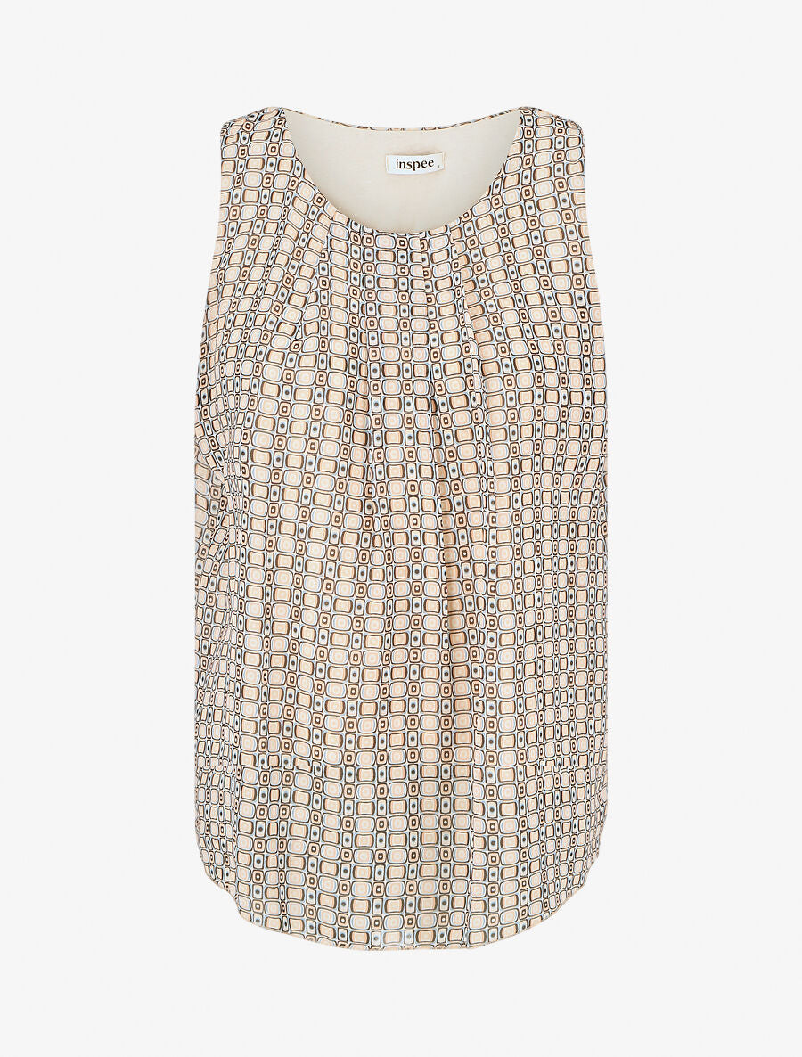 Top sans manches imprimé graphique - Beige - 1