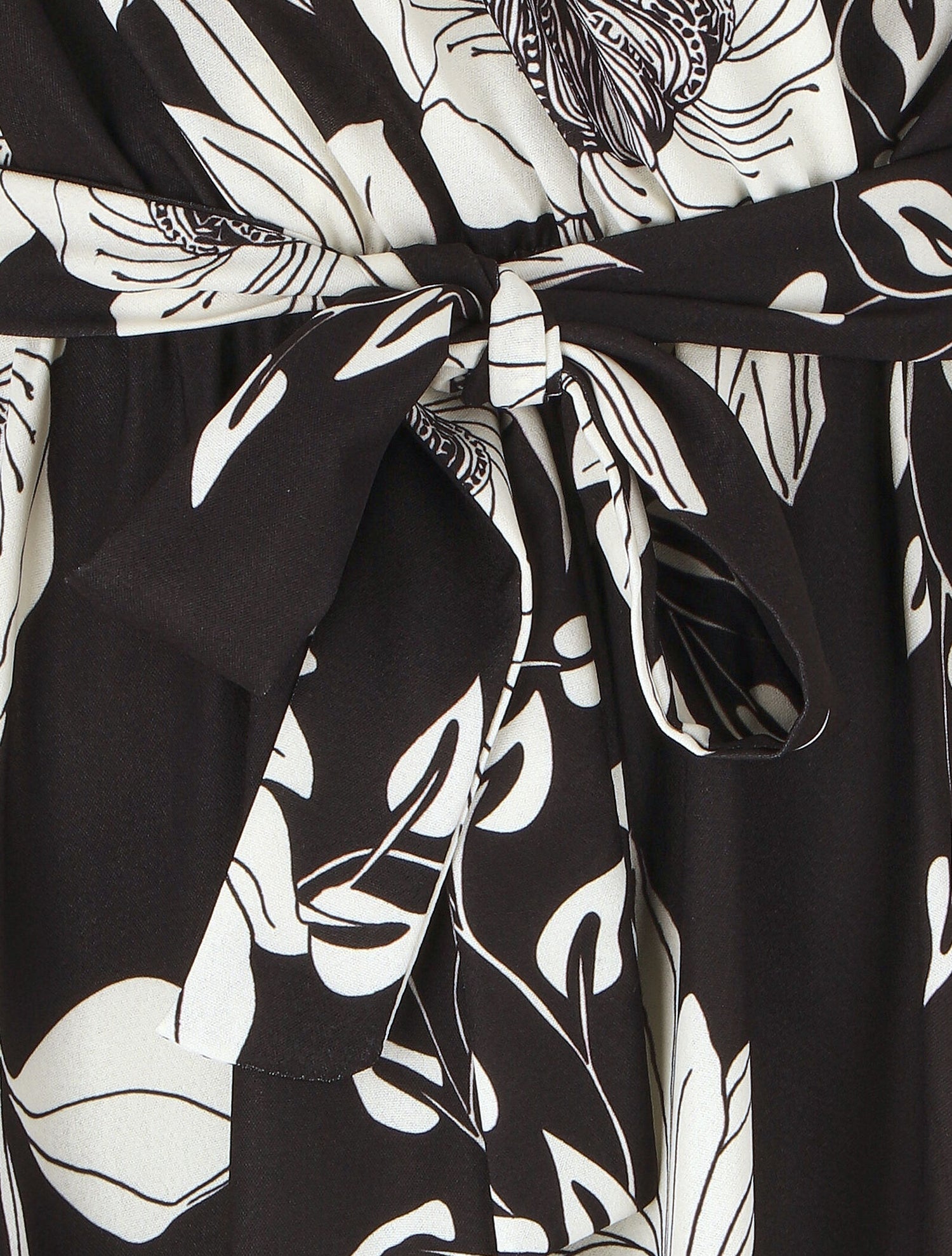 Robe longue imprimé floral à col cache-coeur - Noir - 3