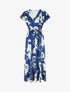 Robe longue imprimé floral à col cache-coeur - Bleu roi - 1