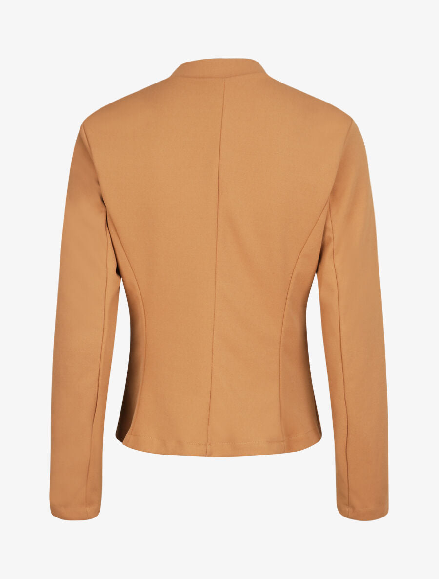 Veste droite unie à poches zippées - Camel - 2