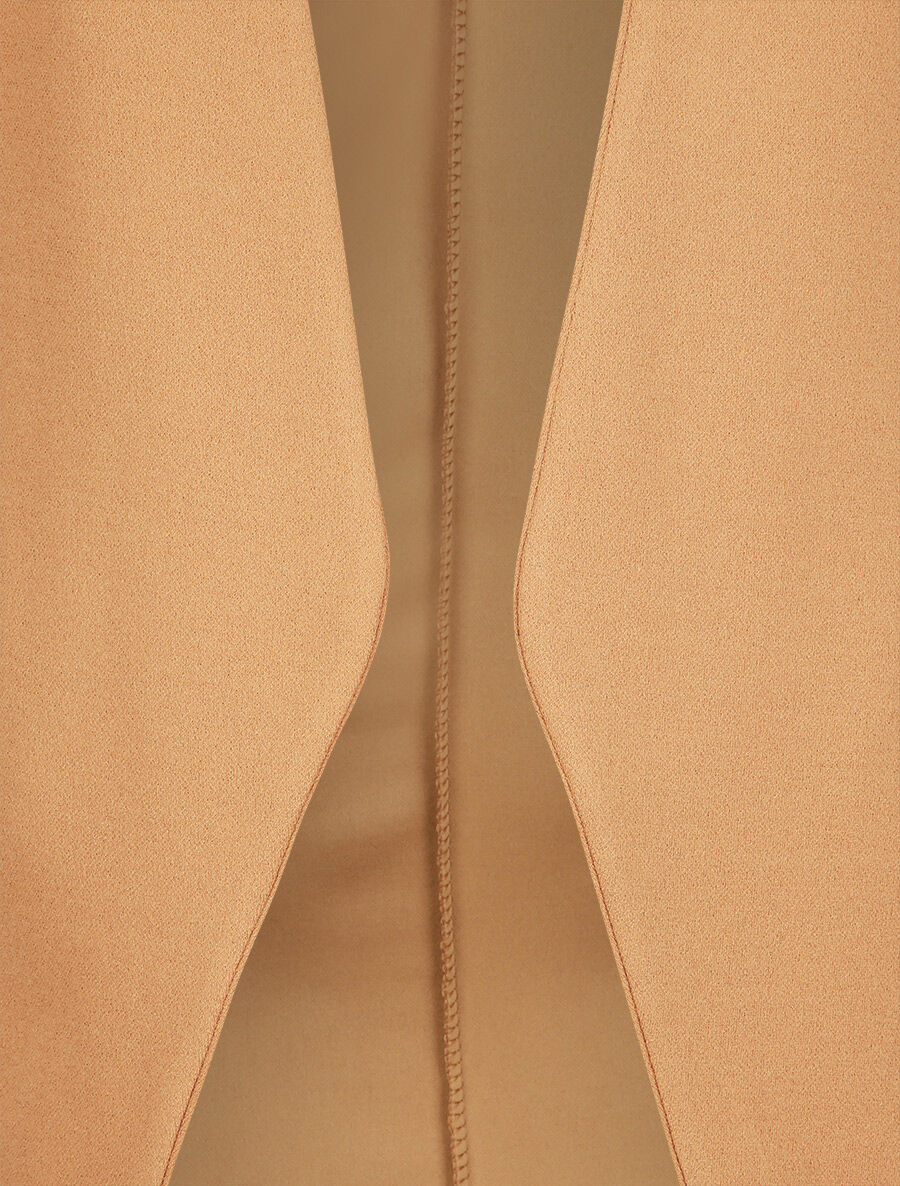 Veste droite unie à poches zippées - Camel - 3