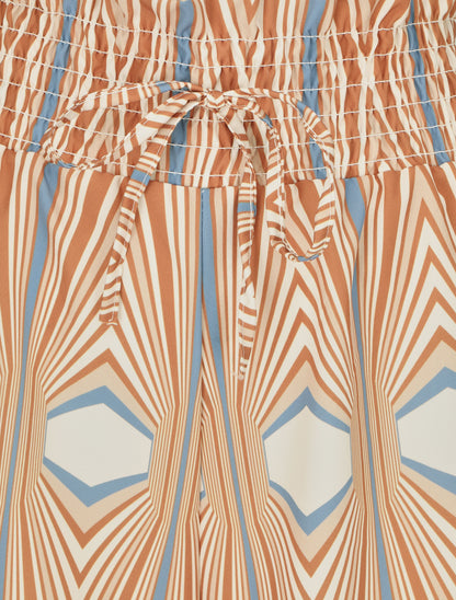 Pantalon ample taille haute imprimé psychédélique - Beige - 3