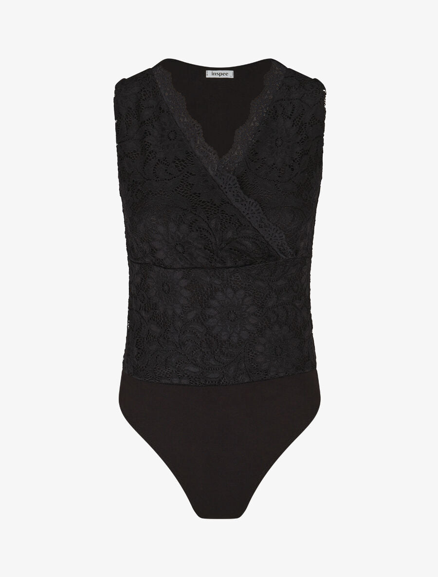 Body sans manches en dentelle - Noir - 4
