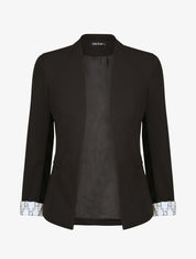 Blazer slim uni à revers imprimé graphique - Noir - 4