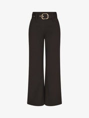 Pantalon uni ceinturé - Noir - 1