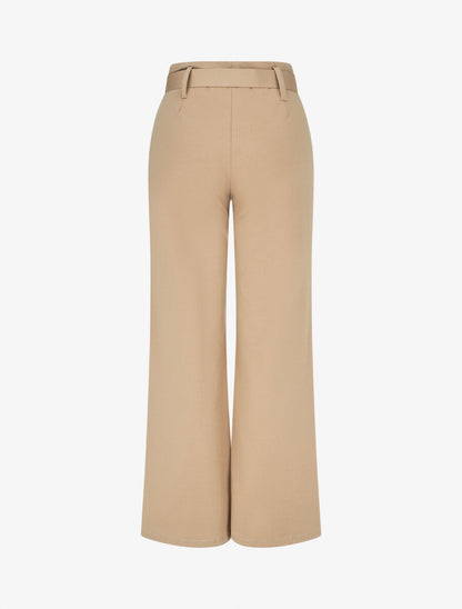 Pantalon uni ceinturé - Beige - 2