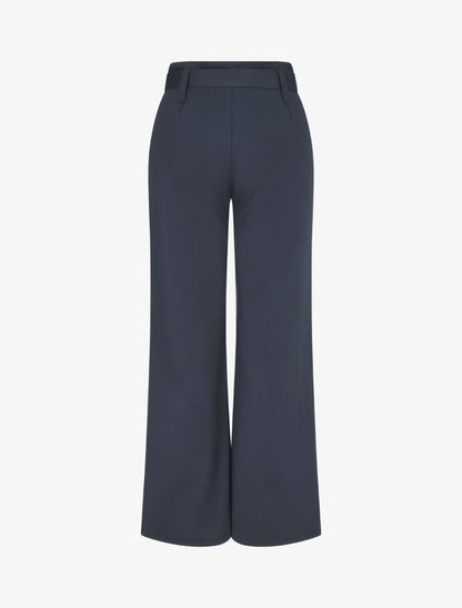 Pantalon uni ceinturé - Marine - 2