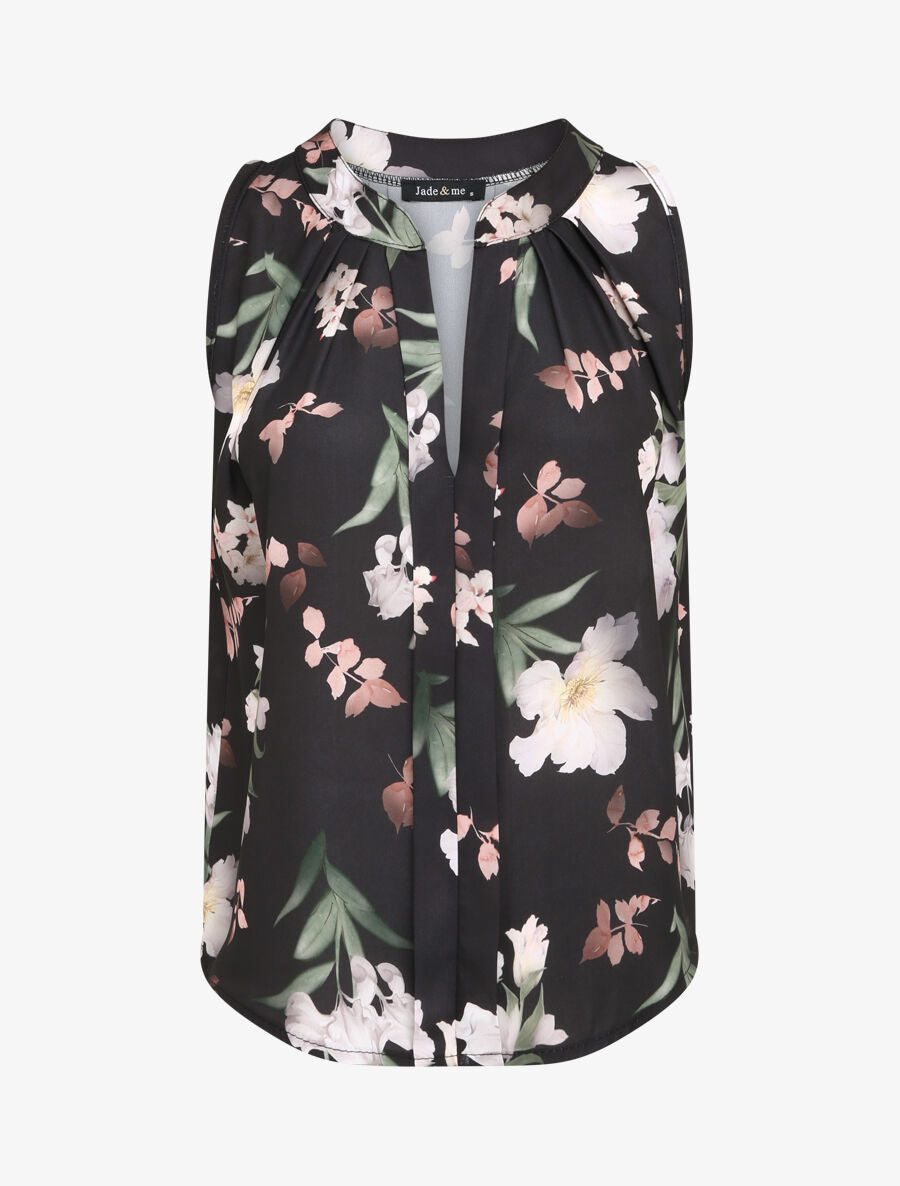 Top droit imprimé fleurs de lys - Noir - 1