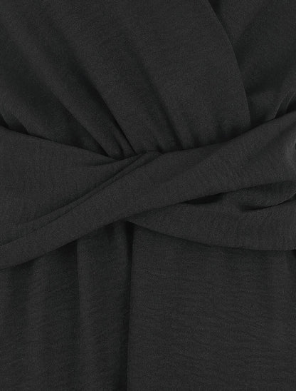 Robe unie élastiquée - Noir - 3