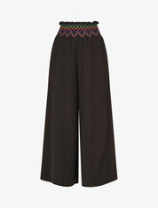 Pantalon ample taille haute uni - Noir - 4