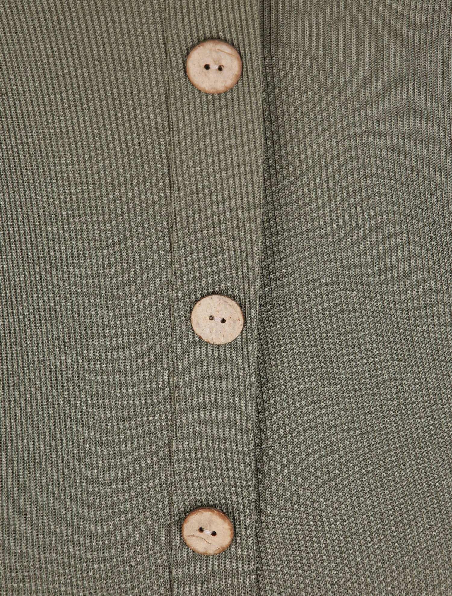 Top droit côtelé uni boutonné - Kaki - 3