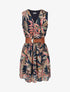 Robe évasée sans manches imprimé floral - Bleu canard - 5
