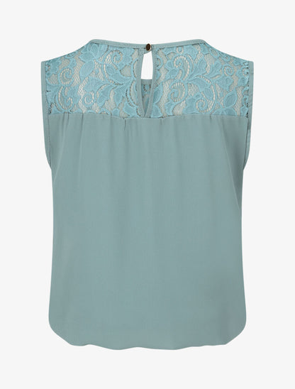 Top ample sans manches à dentelle - Bleu clair - 2