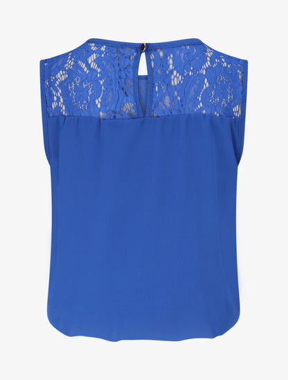 Top ample sans manches à dentelle - Bleu électrique - 2