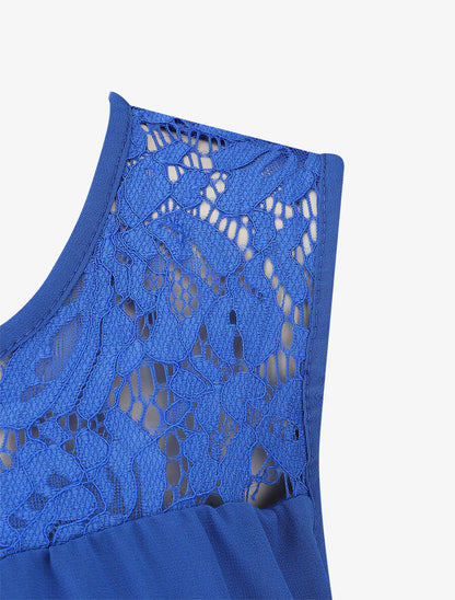 Top ample sans manches à dentelle - Bleu électrique - 3
