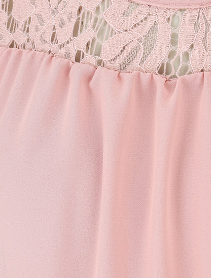 Top ample sans manches à dentelle - Rose - 3