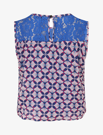 Top ample sans manches imprimé mosaïque - Bleu électrique - 2