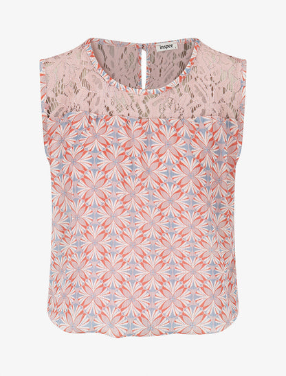 Top ample sans manches imprimé mosaïque - Rose - 4