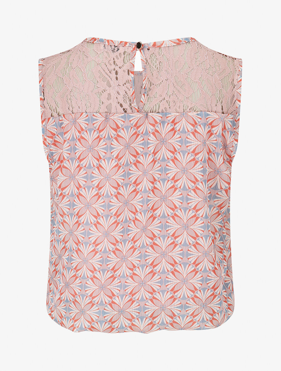 Top ample sans manches imprimé mosaïque - Rose - 2