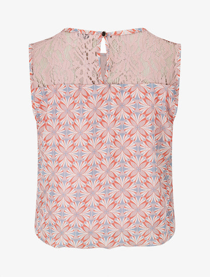 Top ample sans manches imprimé mosaïque - Rose - 2