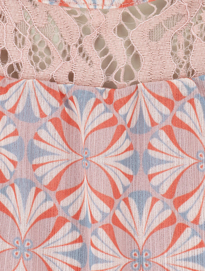 Top ample sans manches imprimé mosaïque - Rose - 3