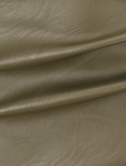 Jupe ajustée et plissée en simili fendue - Kaki - 3