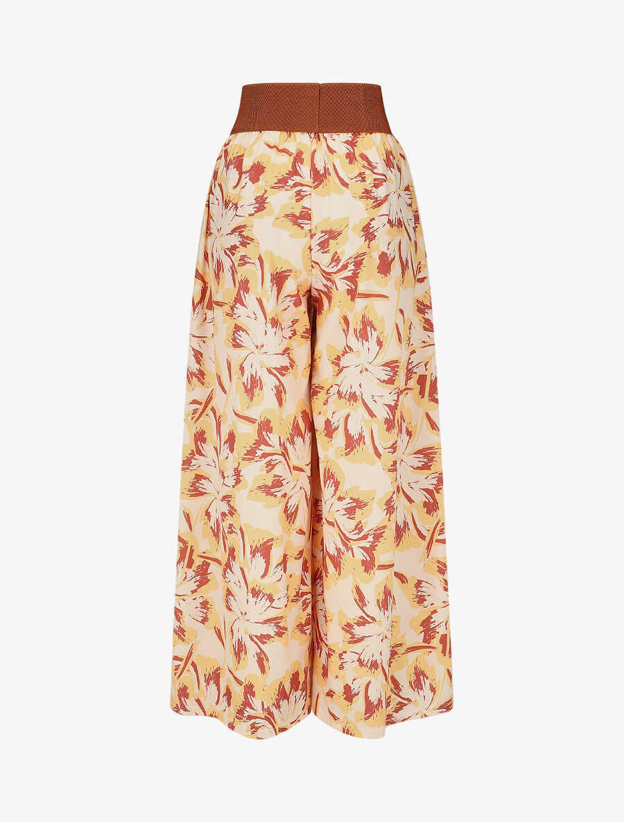 Pantalon imprimé fleurs à taille haute - Jaune - 2