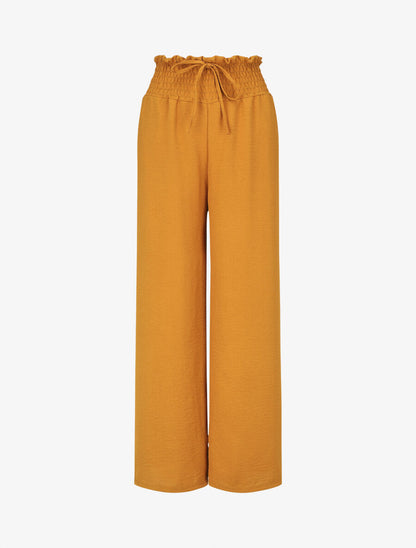 Pantalon ample à taille élastiquée - Jaune moutarde - 1