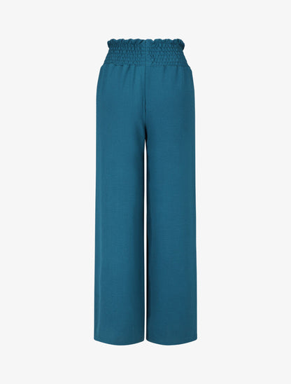 Pantalon ample à taille élastiquée - Bleu canard - 2