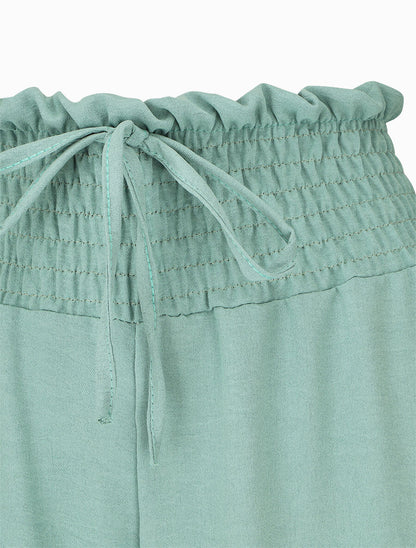 Pantalon ample à taille élastiquée - Vert d&