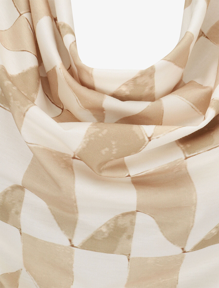 Top sans manches col bénitier imprimé graphique - Beige - 3