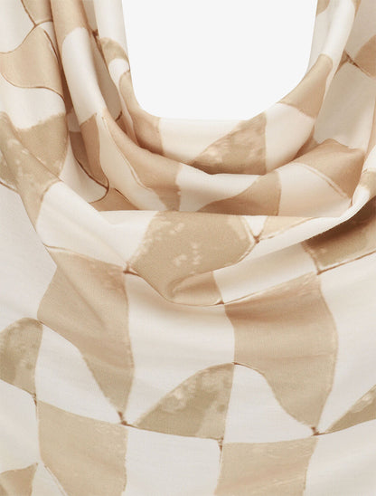 Top sans manches col bénitier imprimé graphique - Beige - 3