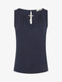 Top droit sans manches col bijou - Marine - 1