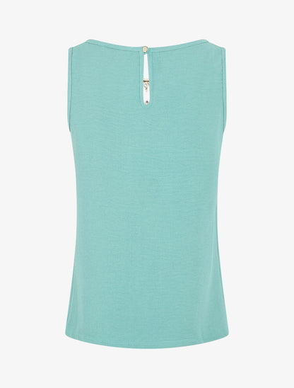 Top droit sans manches col bijou - Turquoise - 2