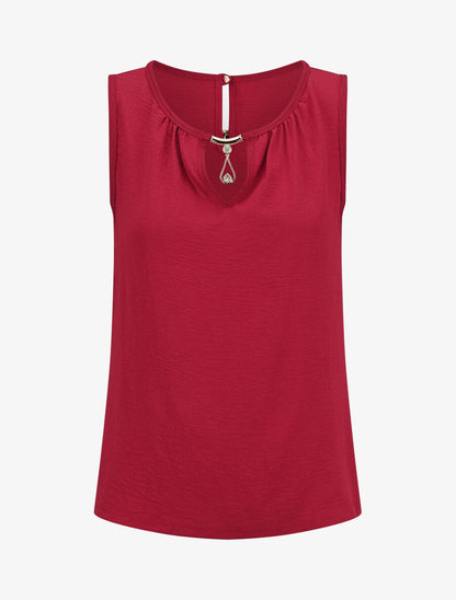 Top droit sans manches col bijou - Bordeaux - 4