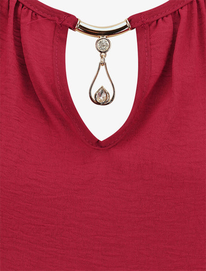 Top droit sans manches col bijou - Bordeaux - 3