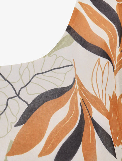 Top superposé stylisé imprimé feuilles - Beige - 3
