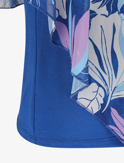 Top superposé stylisé imprimé feuilles - Bleu roi - 3