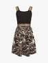 Robe courte tropicale bretelles fantaisies - Noir - 4