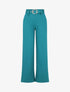 Pantalon uni ceinturé - Bleu canard - 1